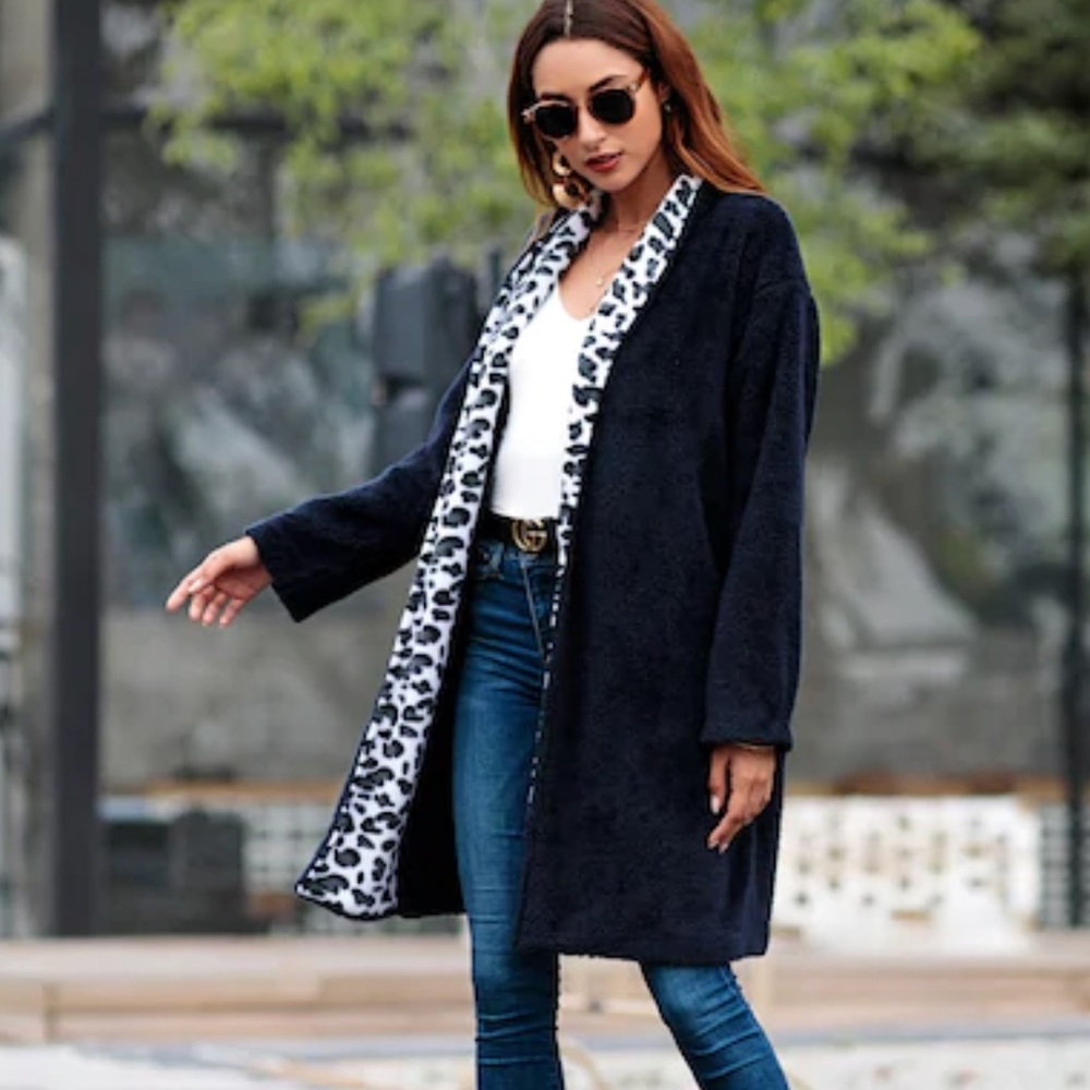 NWOT Leopard print teddy coat